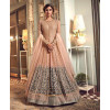 Heavy Net Embroidered Gown In Peach and Grey
