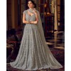 Heavy Net Embroidered Gown In Silver 