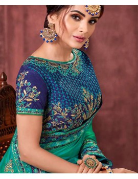 Embroided Saree in Green and Lime Shade