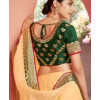 Embroided Saree in Yellow and Green 