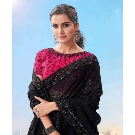 Embroidered Black saree 
