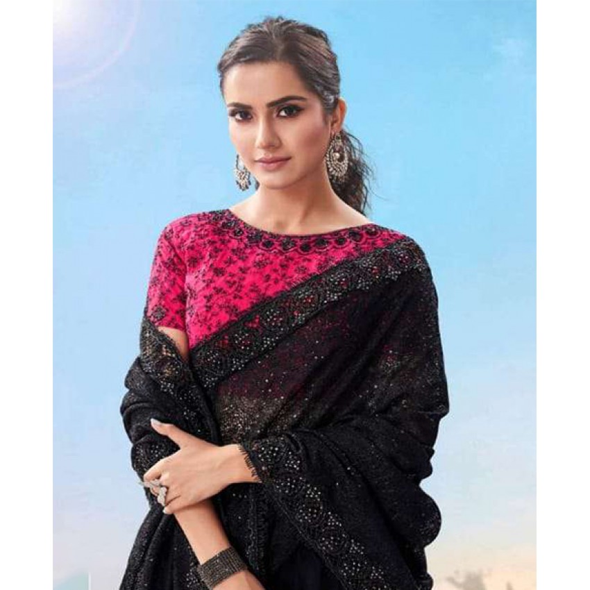 Embroidered Black saree 